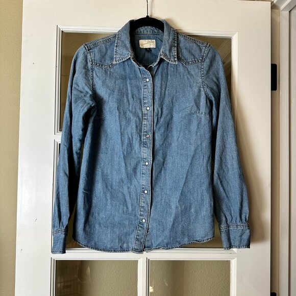 UNIVERSAL THREAD Western Denim Pearl Button Jean Shirt Size XS - Picture 2 of 8